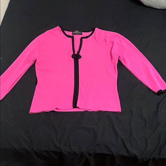 Finity Tops - Finity Vibrant Pink Blouse with Black Accents
